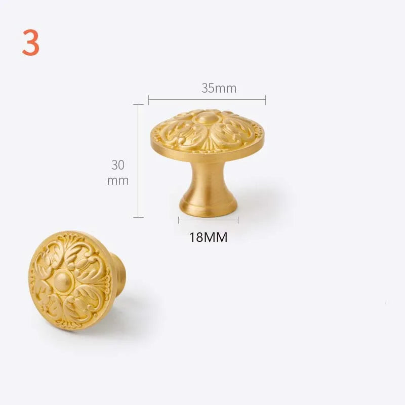 Solid Brass Door Handle Light Luxury Simple Gold European Drawer Kitchen Shoe Cabinet Wardrobe Handles Bedroom Decor Gold Knobs