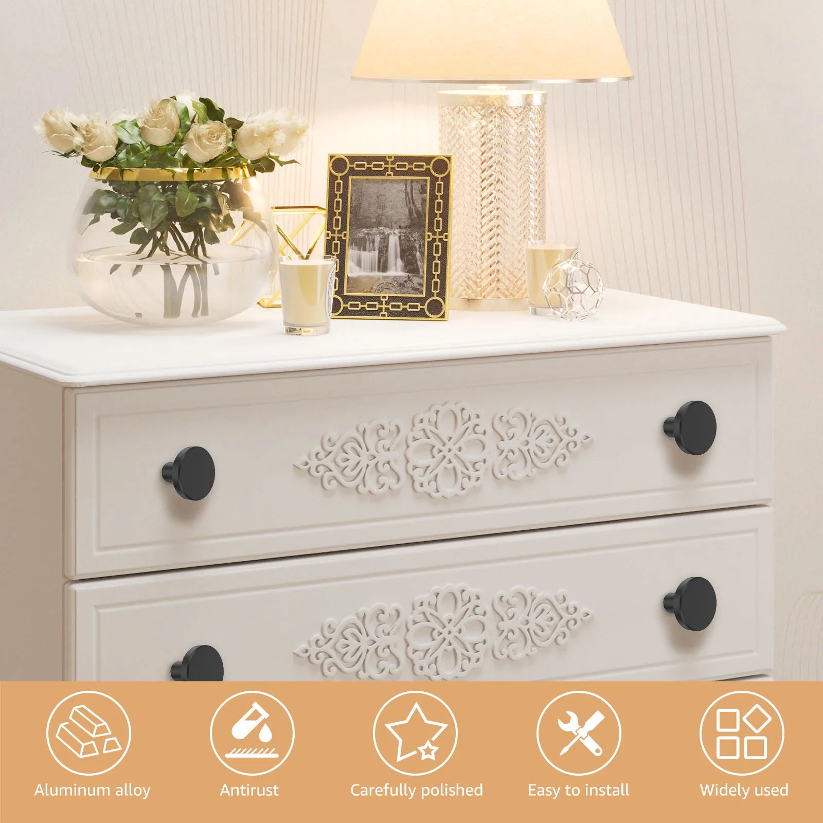 12PCS Kitchen Cabinet Knobs Dresser Knobs Drawer Handles Round Drawer Pulls Antique Brass Cabinet Door Bathroom knobs Hardware