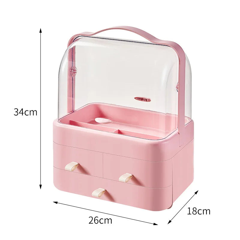 Cosmetic Organizer Countertop Organizer For Dresser With Lid And Drawer Countertop Waterproof And Dustproof Skin Care Organizer