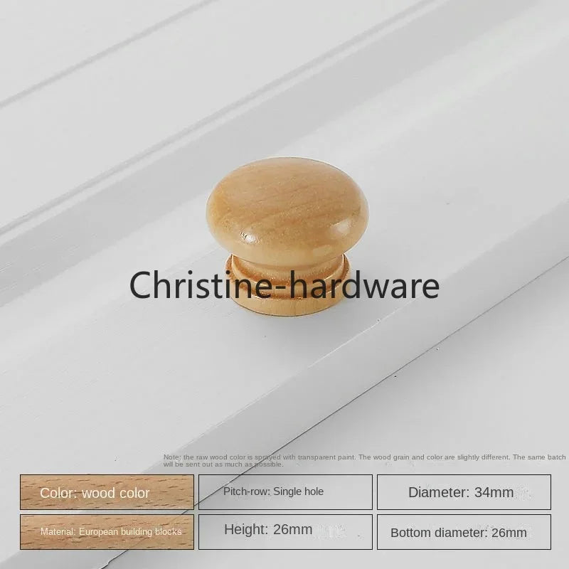 Simple Modern Wooden Cabinet Round Single-hole Handle Drawer Door Kitchen Shoe Cabinet Solid Wood Log Handle
