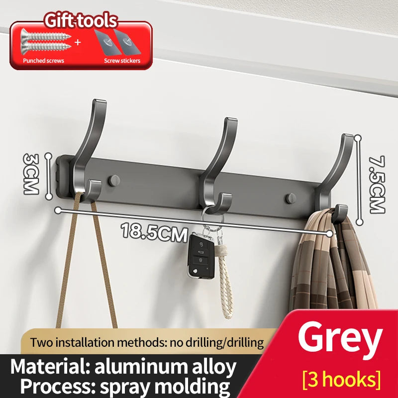 no drill Holes One Row Hangers Kitchen Towels Clothes Hats Toilet Towel Rack Storage Wall Mounted Door Back Rod Hook