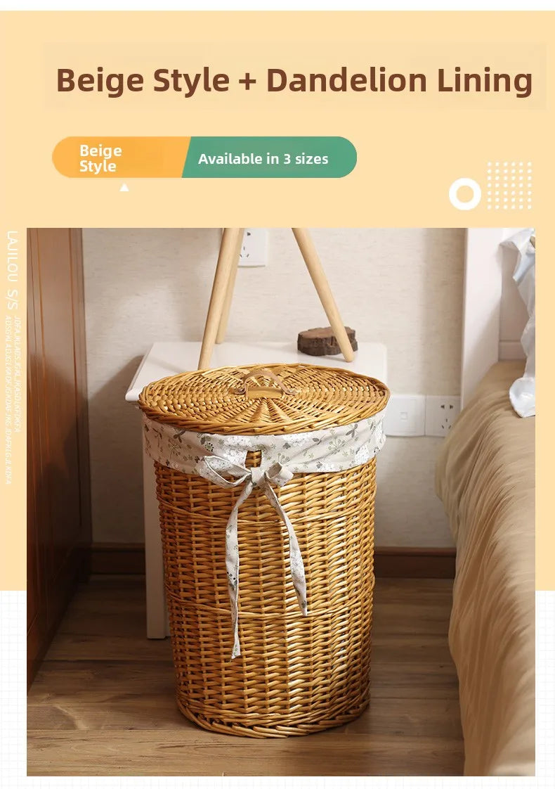 Wier Laundry Basket Dir Clothes Storage Basket with Lid Household Organizer Basket Pure l Willow Wier Basket