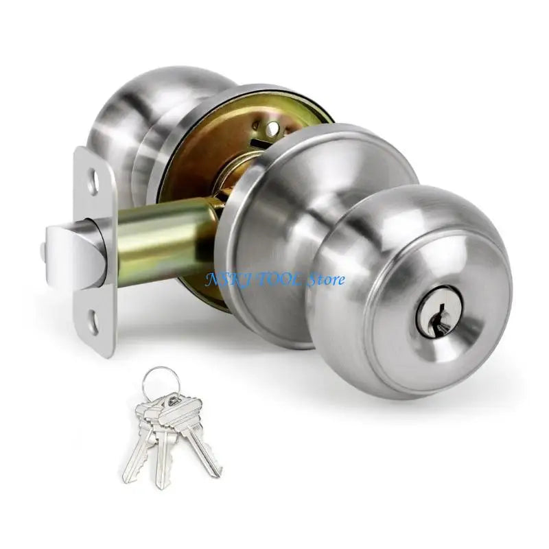L8RC Zinc Alloy Round Door Knobs Knobset Entrance Lock Interior Door Handles for Hallway, Closet, Bathroom Easy to Install