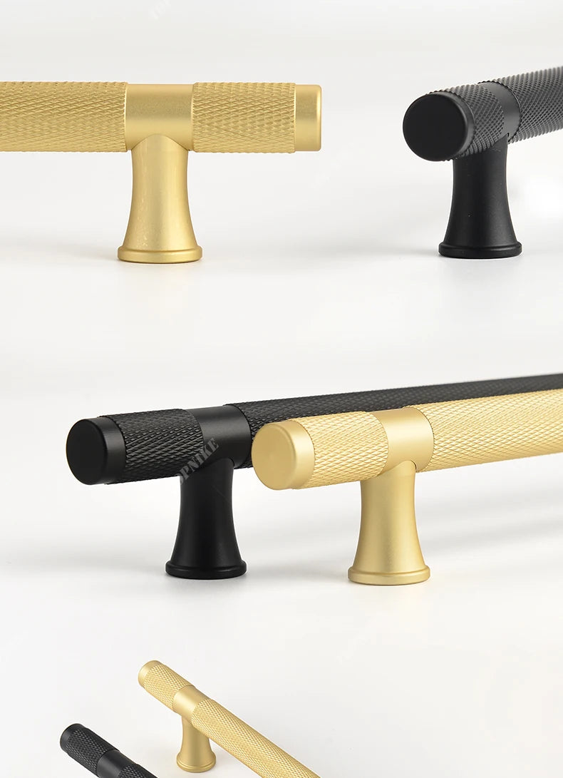 Simple Kitchen Cabinet Wardrobe Door Handles Drawer Knobs and Handles for Furniture Gold Black Knurled Nordic Style