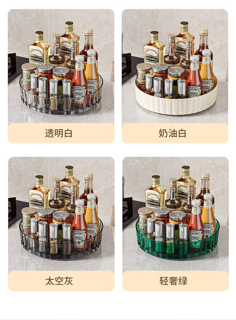Rotating Spice Rack Organizer - Kitchen Storage for Condiment Bottles & Seasoning Jars | Desktop Storage Solution