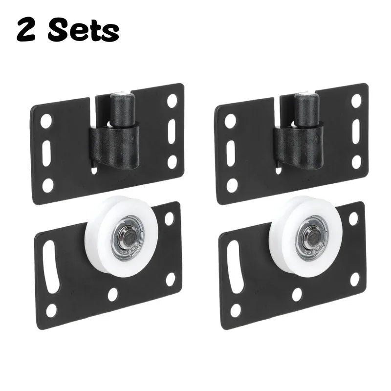 2 Set Wardrobe Sliding Door Roller Cabinet Pulley Cupboard Casters Closet Sliding Doors Wheel Aluminum Rail Runners Hardware