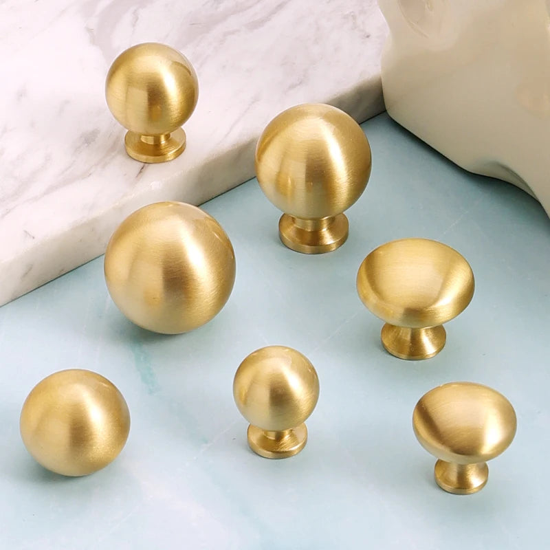 Brass Round Ball Furniture Handles Drawer Knobs Cabinet Gloden Wardrobe Door Pulls  Modern Minimalist Bathroom cabinet