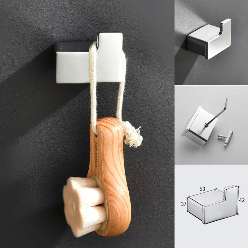 Aluminum Bathroom Accessories Sets Roll Paper Holder Toilet Brush Holder Ceramic Holder Towel Bar Towel Holder Robe Hook Anodize