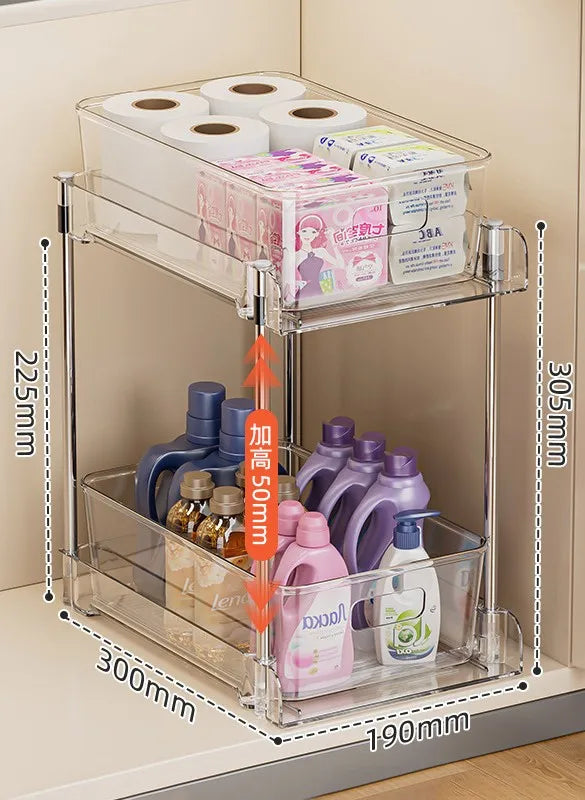 2/3 Layer Under Sink Storage Organizer Multipurpse Rack Countertop Cabinet Under Sink Storage Rack Bathroom Kitchen Organizer