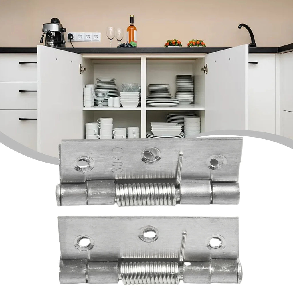 2pcs Self Closing Spring Door Hinge Stainless Steel Hinge For Cabinets Door Closer Automatic Rebound Hinge Furniture Hardware