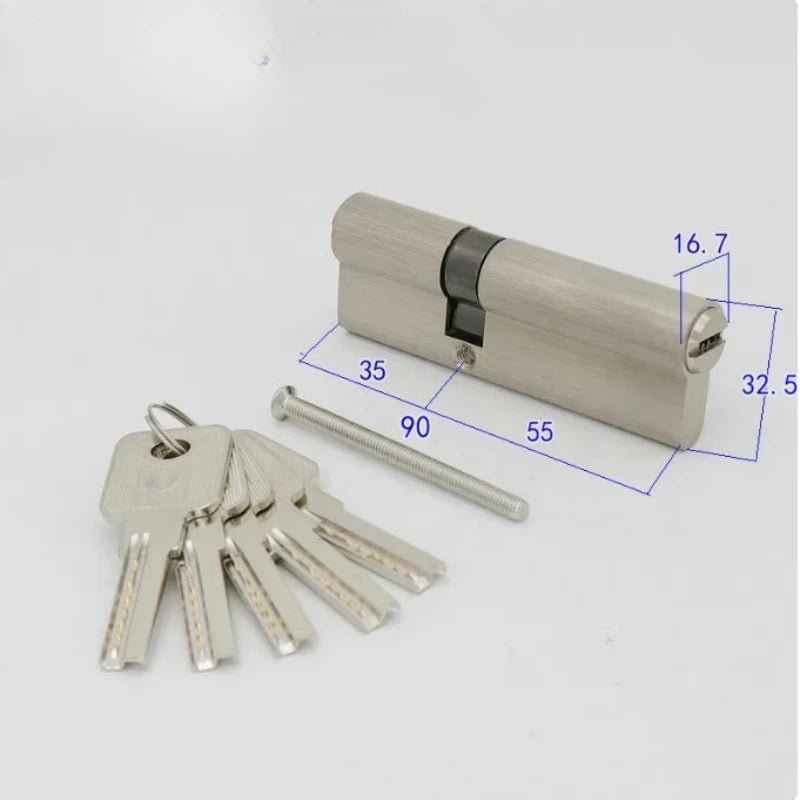 Indoor Lock Cylinder Bedroom Door Lock Core Metal Double Opening Eccentric Key Lock 65mm/70mm/80mm/85mm/90mm/100mm Hardware