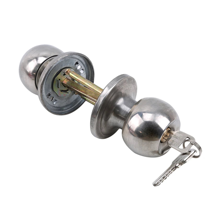 Aluminum Alloy Round Door Knobs Rotation Lock Knobset Handle Metal Door Knob With Key for Bedrooms Living Rooms Bathrooms