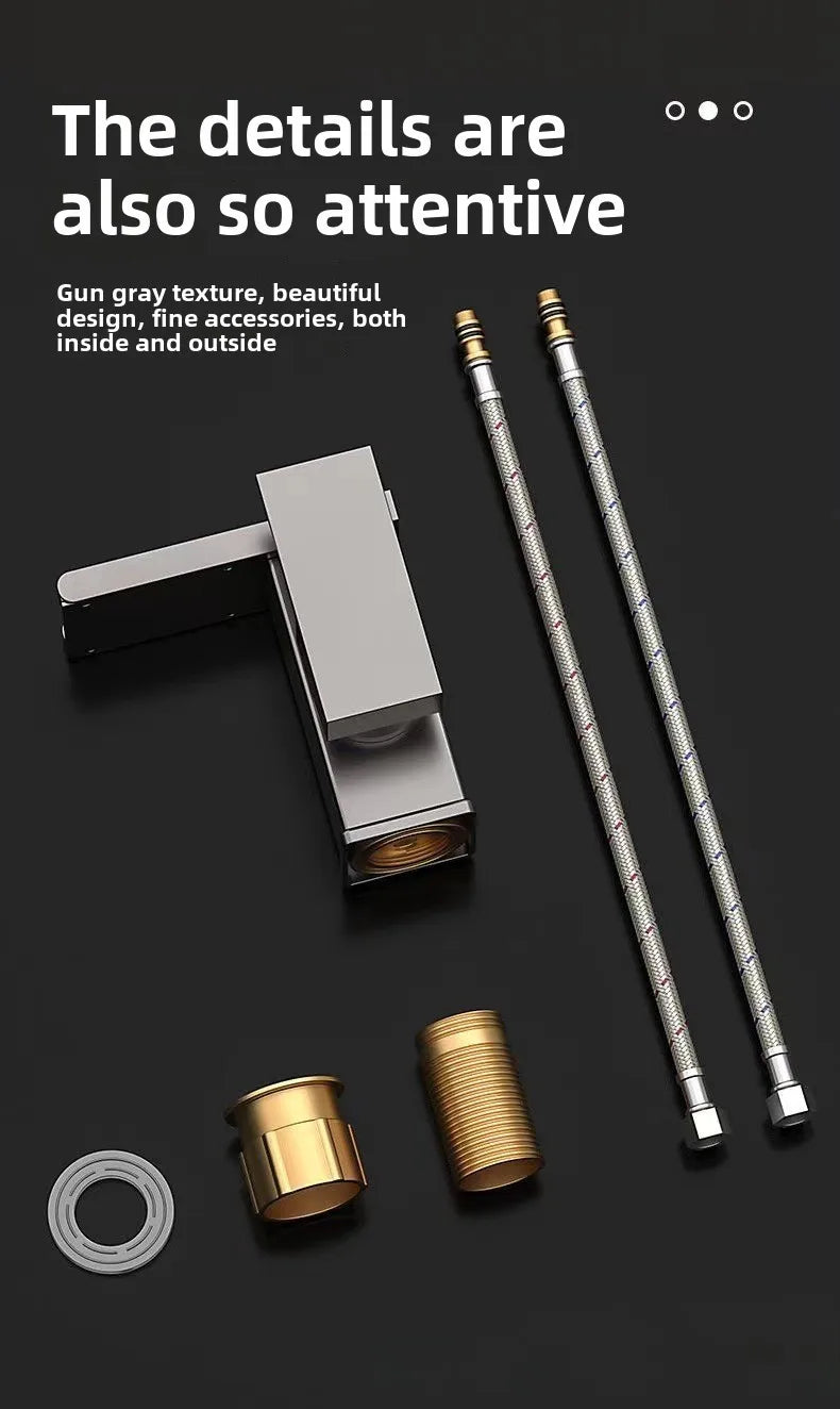 Wash Basin Faucet Bathroom Cold and Hot Sink Tap Toilet Luxury Water Taps Modern Brass Mixers Tap LED Light Bathroom Sink Faucet