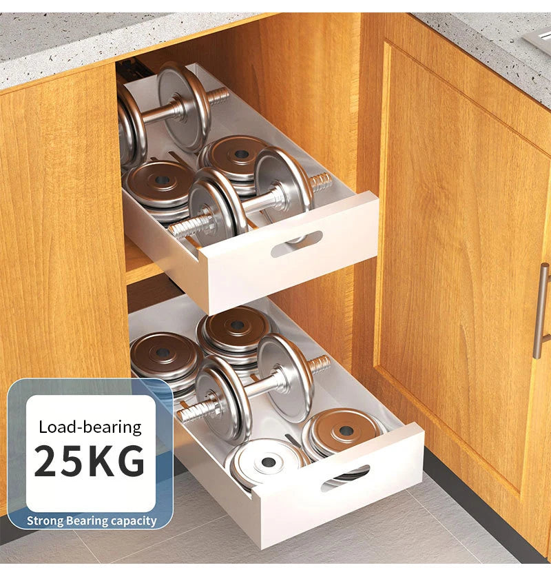 Pull-out Kitchen Drawer Type Storage Rack Multifunctional Storage Box with Sliding Rail Spice Pantry Shelves Drawer Kitchen Rack