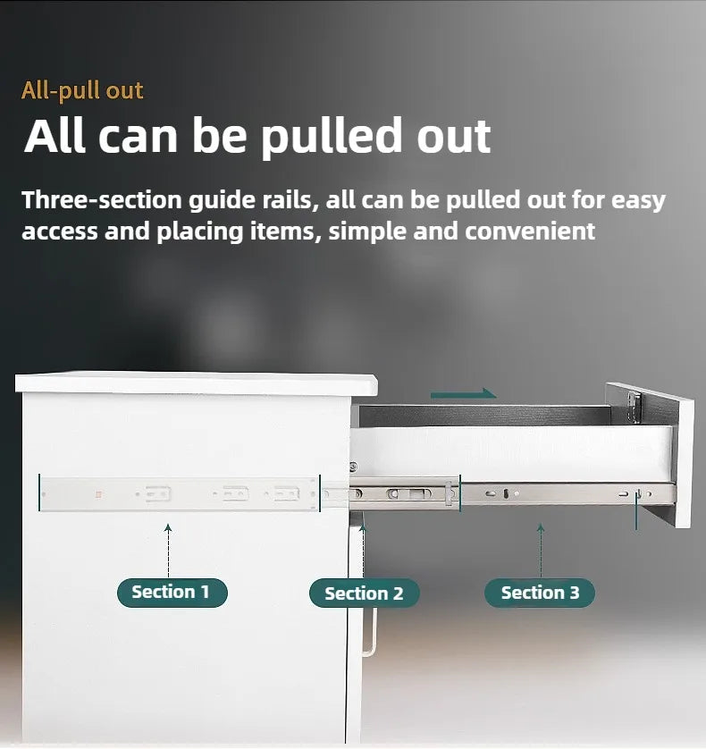 10" - 22"  45mm wide Stainless Steel Drawer Slides Soft Close Drawer Track Rail Sliding Three-Section Cabinet Furniture Hardware