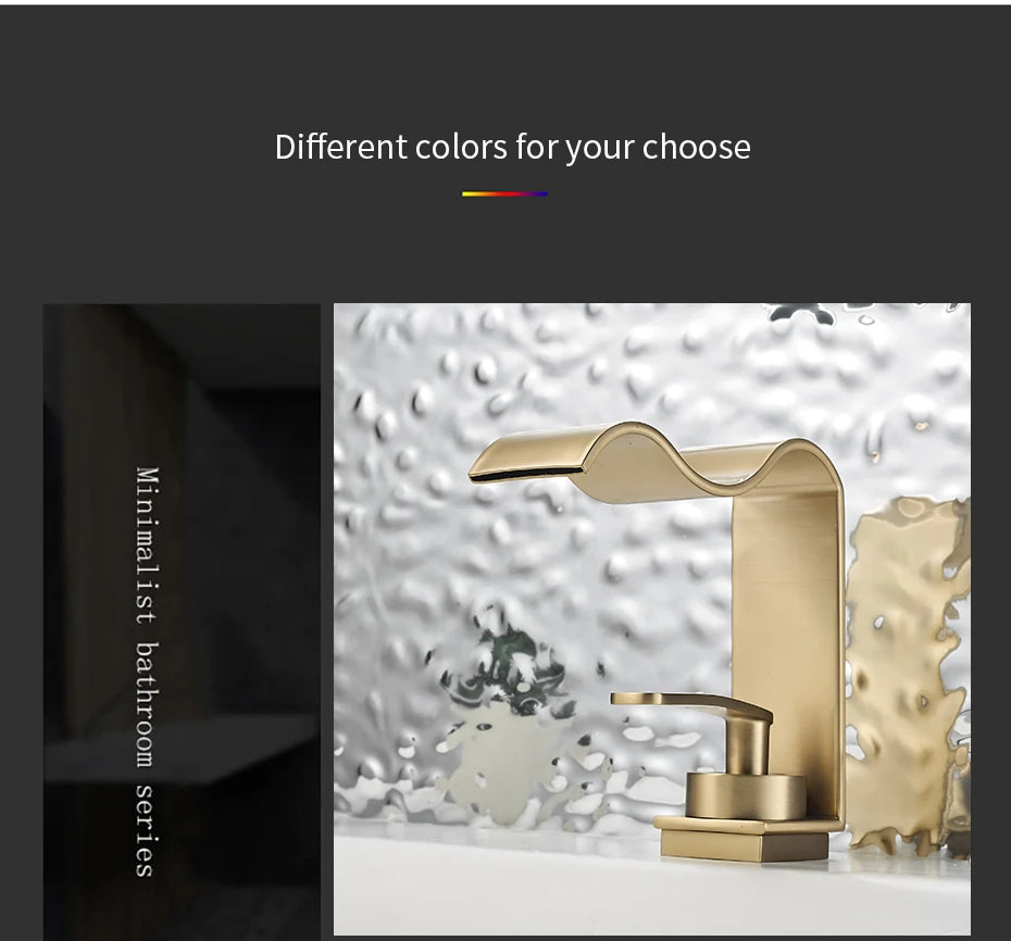 Basin Faucet Waterfall Black with Brushed Bathroom Basin sink Faucet Cold and Hot Water Mixer Single Handle Bathroom Taps 855951