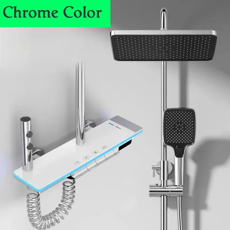 Piano Digital Bathroom Shower Set Senducs Hot Cold Bathroom Mixer Faucets System Brass Gun Grey Digital Piano Shower System