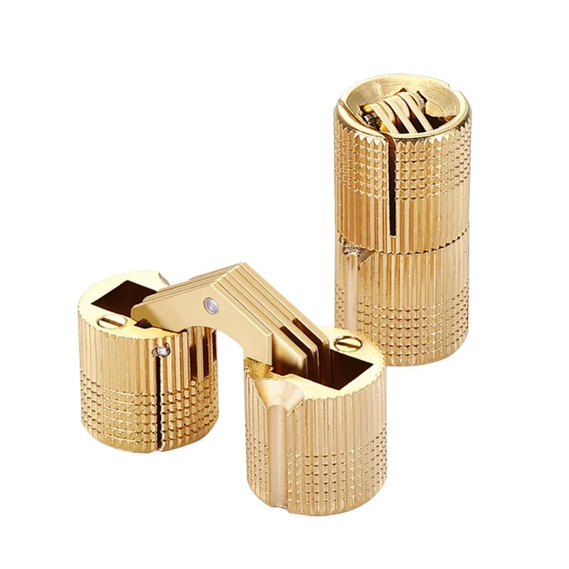 2PCS 8mm-18mm coppers barrel hinges,cylindrical and hidden, are concealed and invisible cabinet hinges for furniture hardware.