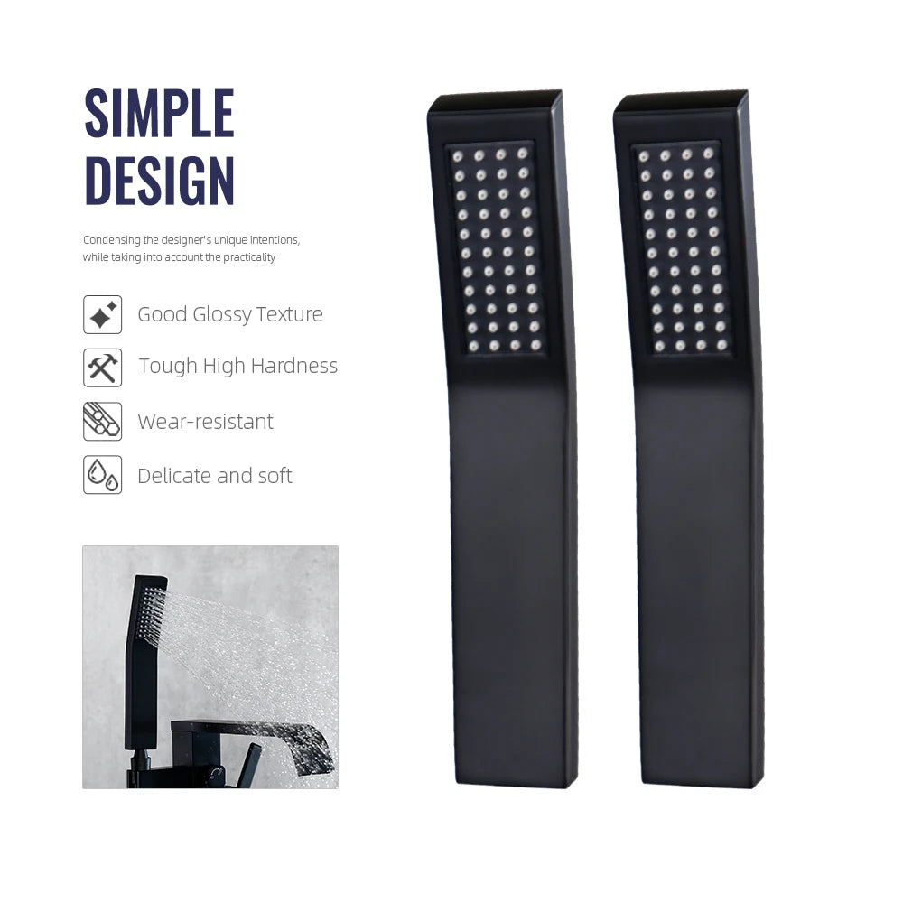 Black Bathroom Faucet Shower Faucet Bathroom Accessories Water Saving Shower Heads Solid Brass Bar Shape Handheld Hardware Acces