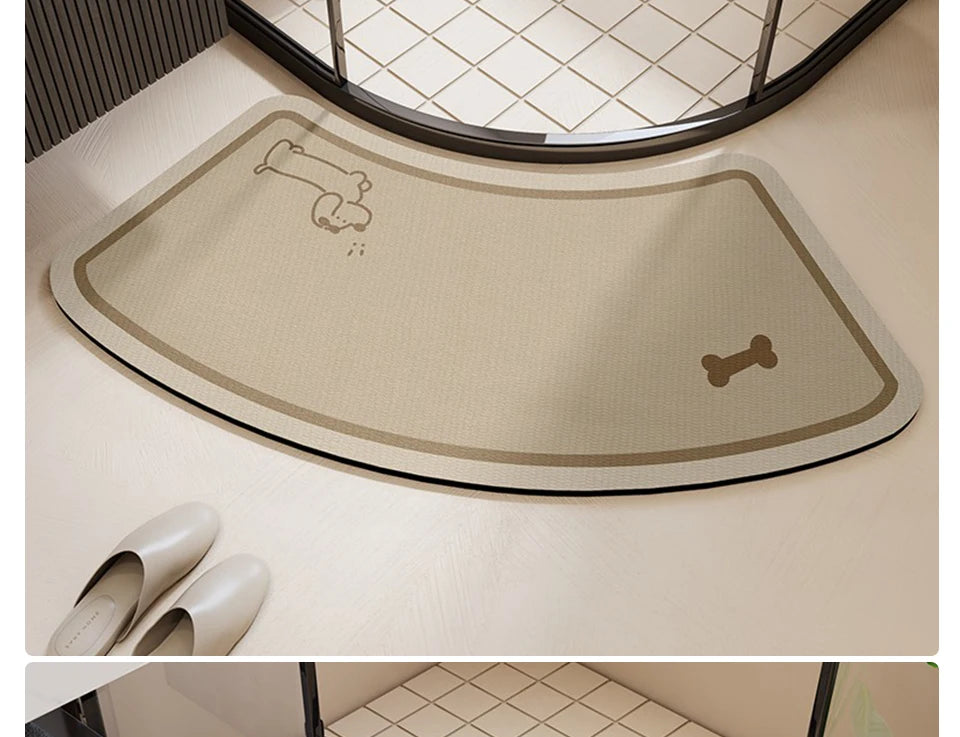Bathroom Floor Mat Water-absorbing Non-slip Wash-free Carpet Curved Minimalist Beige Bathroom Rug Door Home Decoration Foot Mat