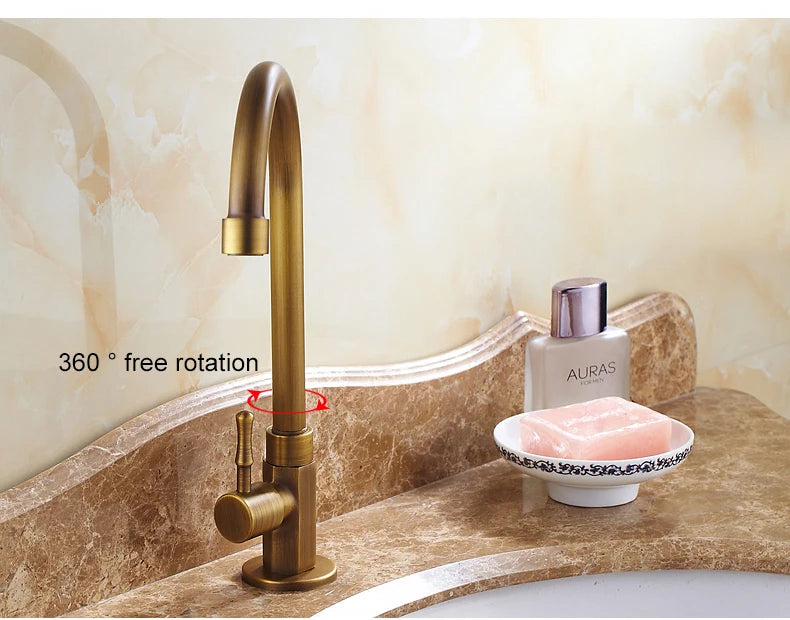 Cold Kitchen Sink Faucet Antique Bronze Finished 360 Degree Single Hole Water Tap Cooper Kitchen Tap ELK12
