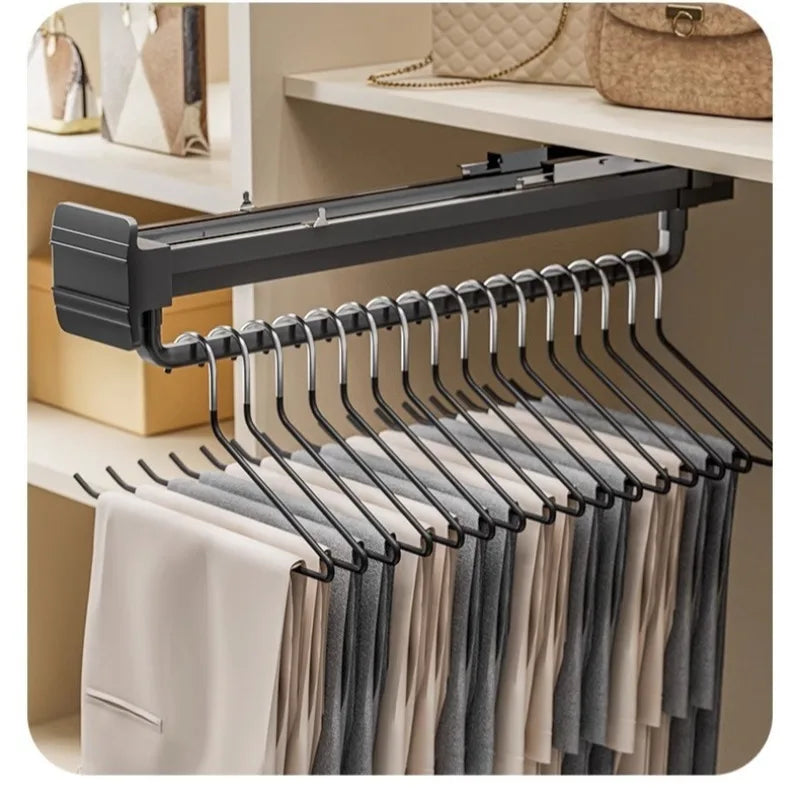 Thin cabinet topmounted telescopic wardrobe hanging rod Thin cabinet clothes hangers through wardrob Vertical Wardrobe