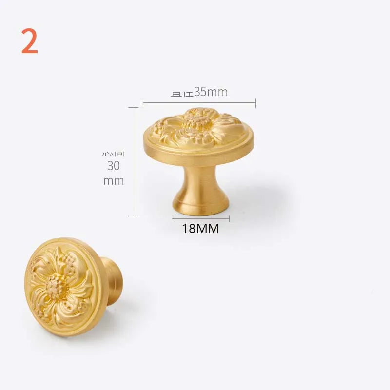 Solid Brass Door Handle Light Luxury Simple Gold European Drawer Kitchen Shoe Cabinet Wardrobe Handles Bedroom Decor Gold Knobs