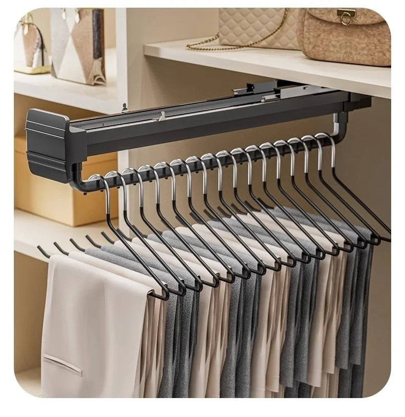 Thin cabinet topmounted telescopic wardrobe hanging rod Thin cabinet clothes hangers through wardrob Vertical Wardrobe
