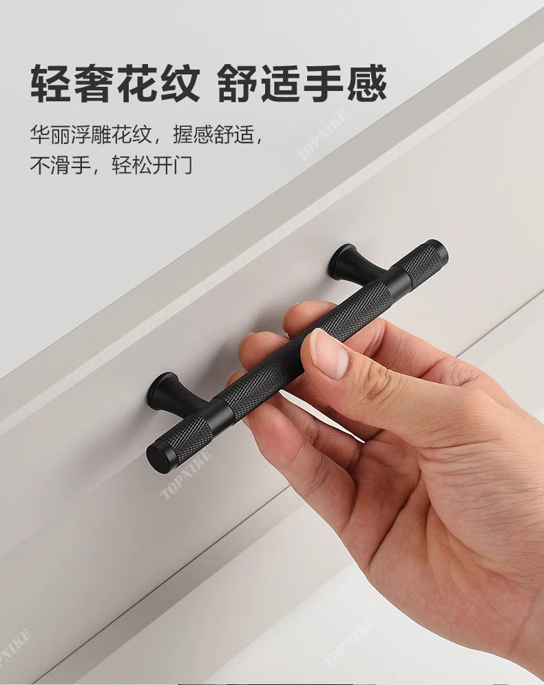 Simple Kitchen Cabinet Wardrobe Door Handles Drawer Knobs and Handles for Furniture Gold Black Knurled Nordic Style