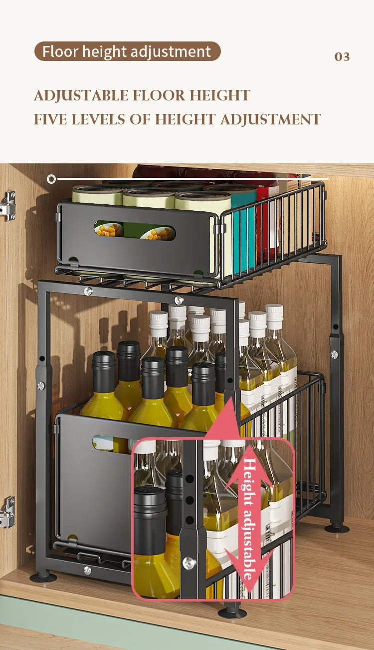 Slide-out storage rack,Cabinet pull-out storage basket,Punch-free storage rack with suction cups,Spice rack, cutlery rack