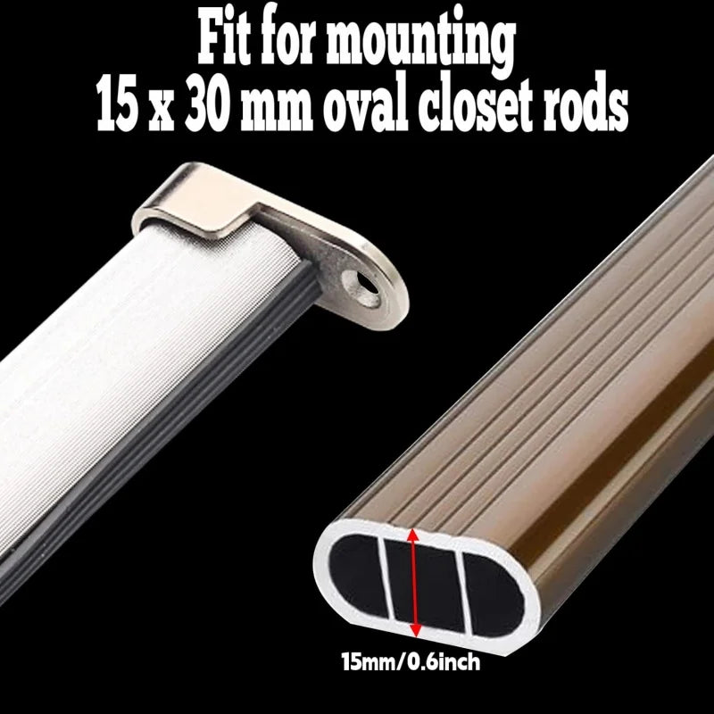 2/6/10pcs Thicken Closet Rod Brackets,Oval Hanging Clothes Rod Holder,Wardrobe Clothes Tube Support,Household Storage Organizer