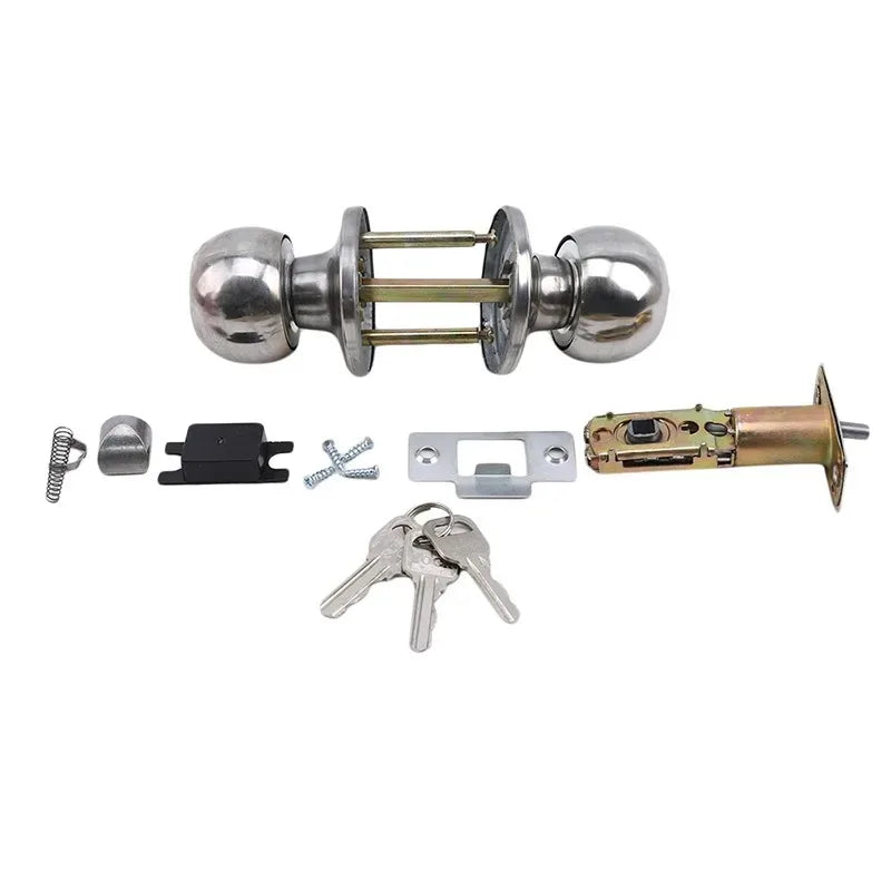 Aluminum Alloy Round Door Knobs Rotation Lock Knobset Handle Metal Door Knob With Key For Bedrooms Living Rooms Bathrooms