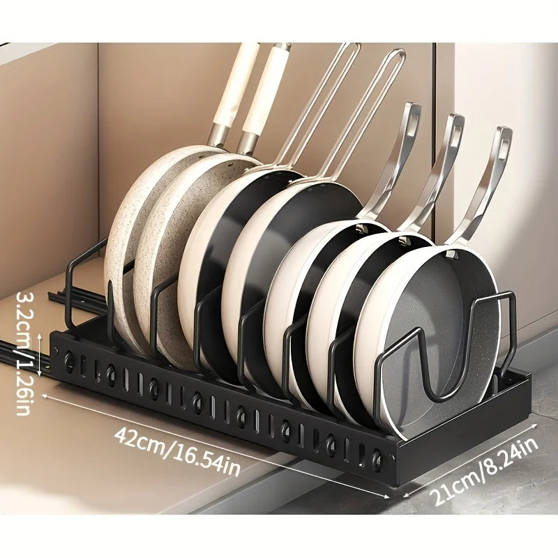 Pots and Pans Organizer Under Cabinet, Pull-out Pots and Pans Organizer, Cabinet Holder, Sliding type Pots and Pans Storage