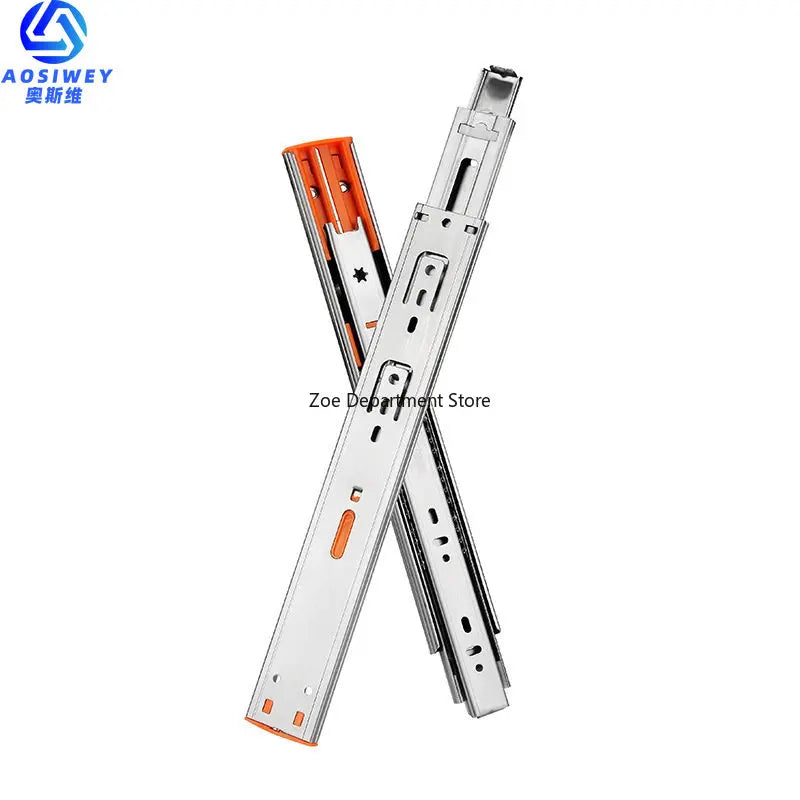 Buffer Damper Rails 10"-22" Stainless Steel Cabinet Slides Soft Close Three-Section Drawer Rails Drawer Slides Hardware