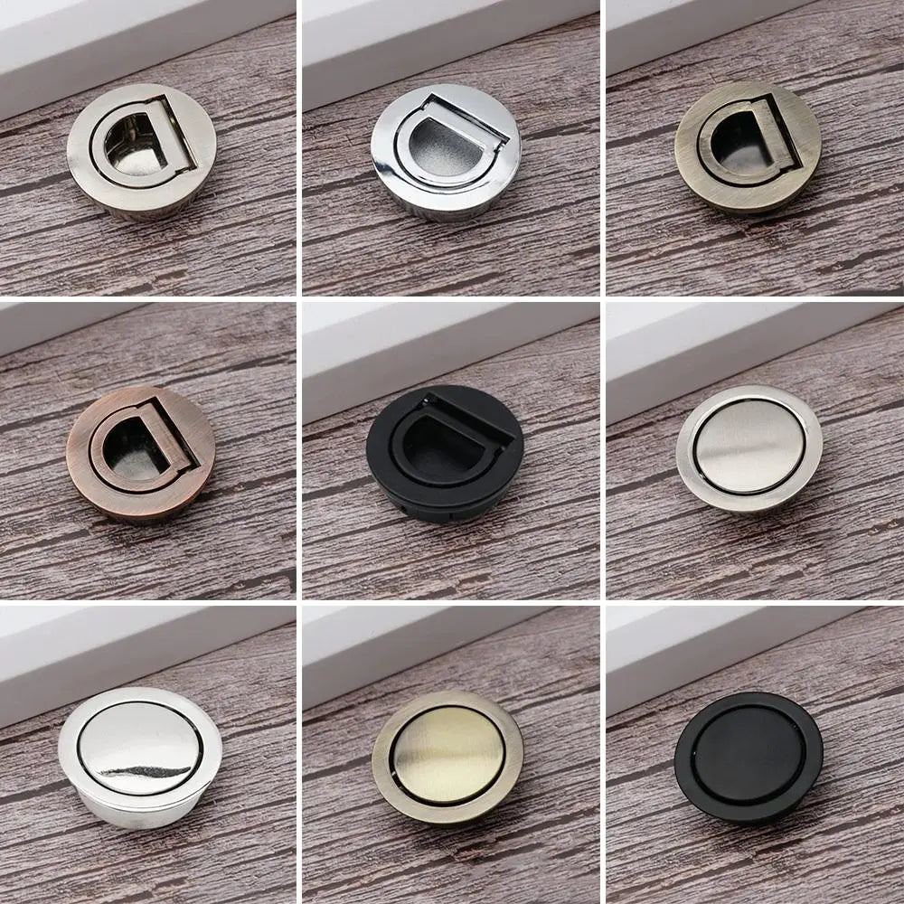 Modern Stainless Steel Door Handles Round Cupboard Tatami Cabinet Handle Pull Wardrobe Recessed Door Knob Tatami
