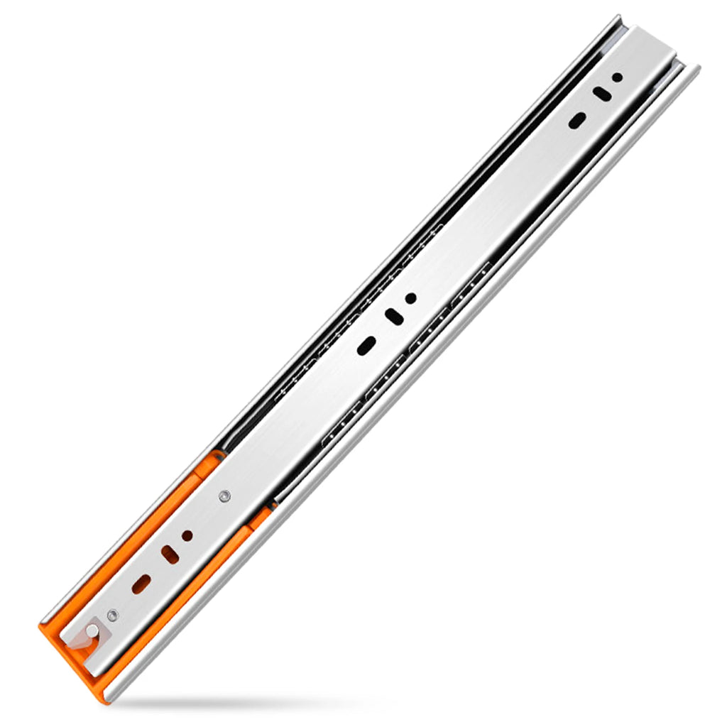 1 pair of full extension rails for 10, 12, 14, 16, 18, 20, 22, 24 inch drawers, 100 lb load capacity metal bearing with ball