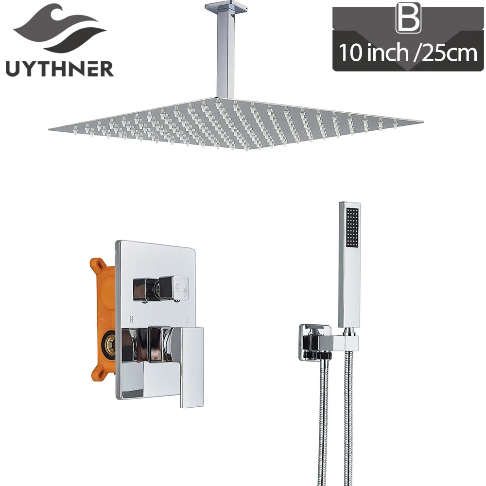 Bathroom Faucet Chrome Rain Shower Head Shower Faucet Wall Mounted Bathtub Bath Mixer Tap Beauty Bathroom Set Shower System