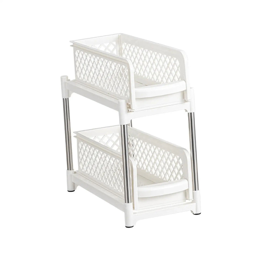 under Sink Organiser Sliding Kitchen Cabinet Organizer Sturdy Stainless Steel Bathroom 2 Tier Pull Out Cabinet Organizer