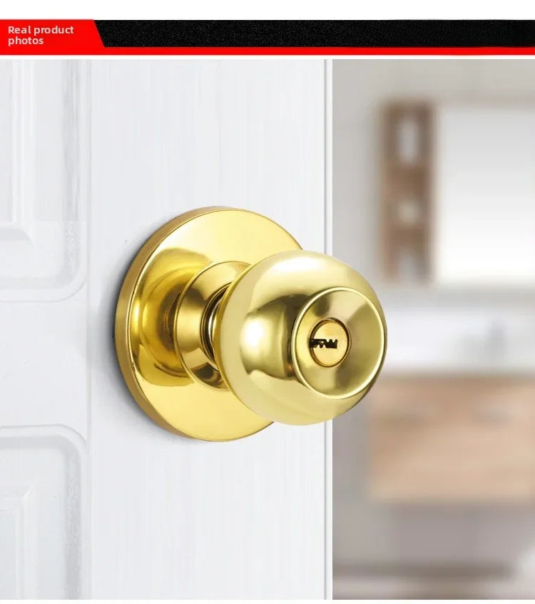 New Stainless Steel Round Ball Door Knobs Handle Passage Entrance Lock Entry for Bedrooms Living Rooms Hardware Accessories