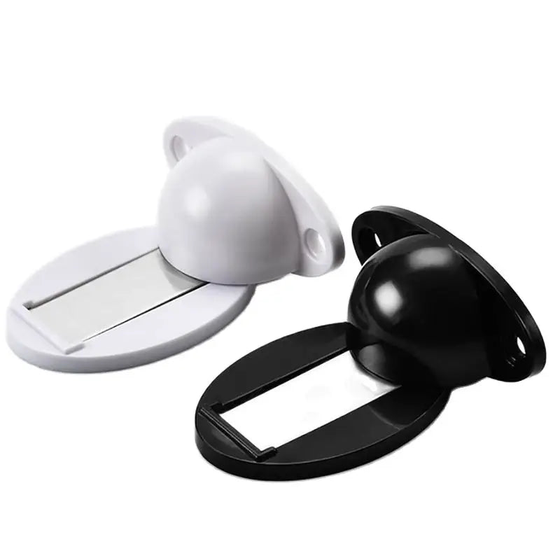 Door Stopper, Magnetic Door Stop White, Black Plastic Door Catch, Self Adhesive & Drilling Door Holder for Bedroom Bathroom