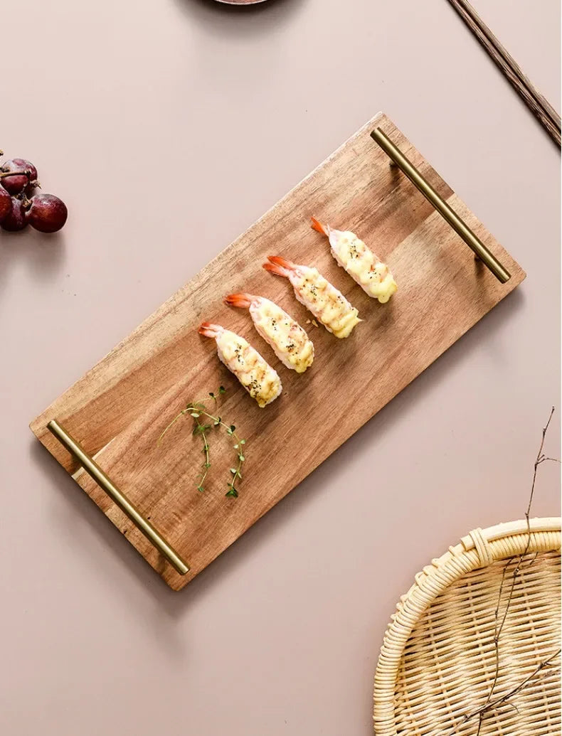 Kitchen Tray for Serving Food Trays for Desserts Dessert Tray With Handles Wooden Serve Storage Coffee Fruit Snack Drink Sweets