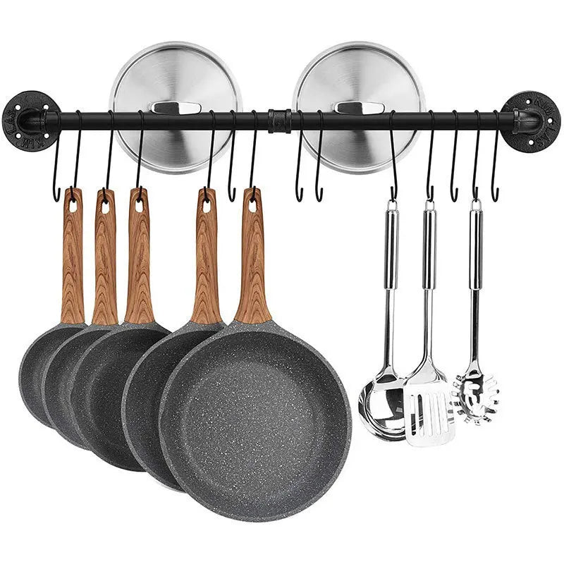 Kitchen Hook Hanging Rod Rack Punching Multi-functional Spatula Storage Wall-mounted Rack Kitchenware Bathroom Home  Big Storage