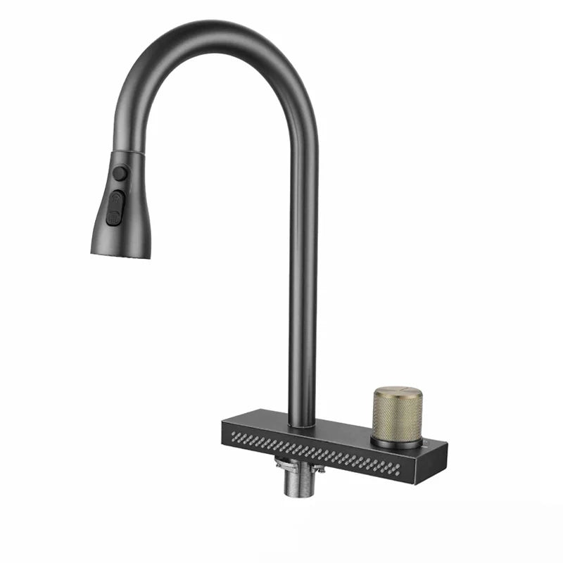 Waterfall Sink Pull Type Kitchen Faucet Hot Cold Mixer Vegetable Wash Tap Basin Multiple Water Outlets Rotation Flying Rain Tap