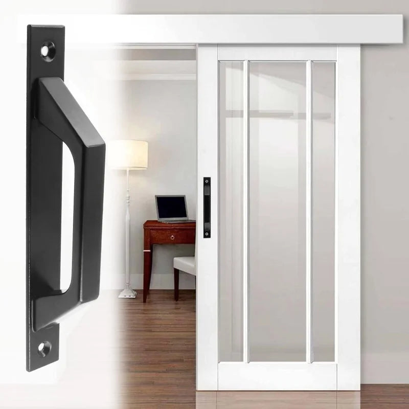 Heavy Duty Sliding Door Handle with Plate Aluminum Alloy Barn Door Pull Handle for Cabinet Passage Doors,Swing or Push-pull Door