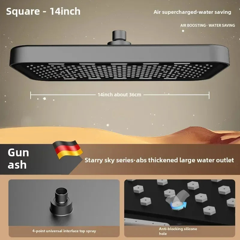 Large showerhead, pressurized showerhead, top spray, pressurized bathroom, rain shower, household shower, showerhead, shower