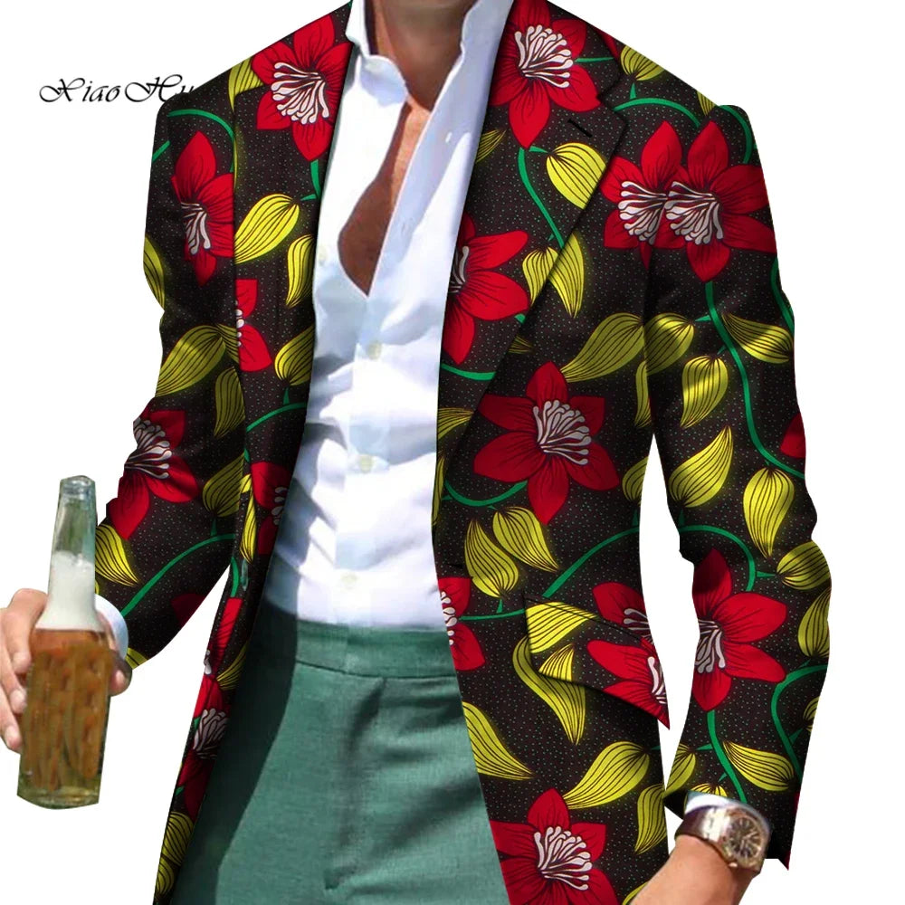 African Men Clothes Smart Causal Customized Slim Fit Fancy Suit Blazer Jackets Formal Coat Business Dashiki Party Wedding WYN530