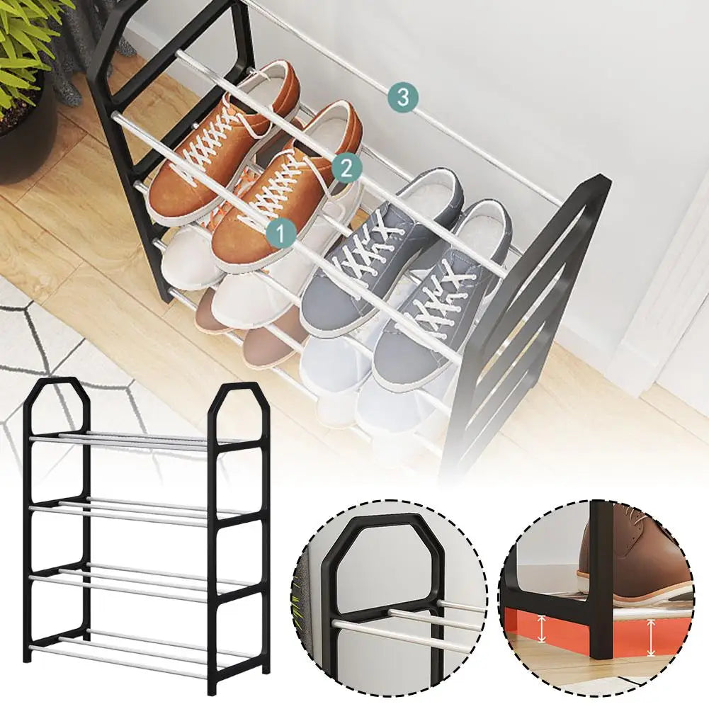 Four Layer Trapezoidal Shoe Rack Multifunctional Easy Assembly Home Dormitory Storage Cabinet for Balcony