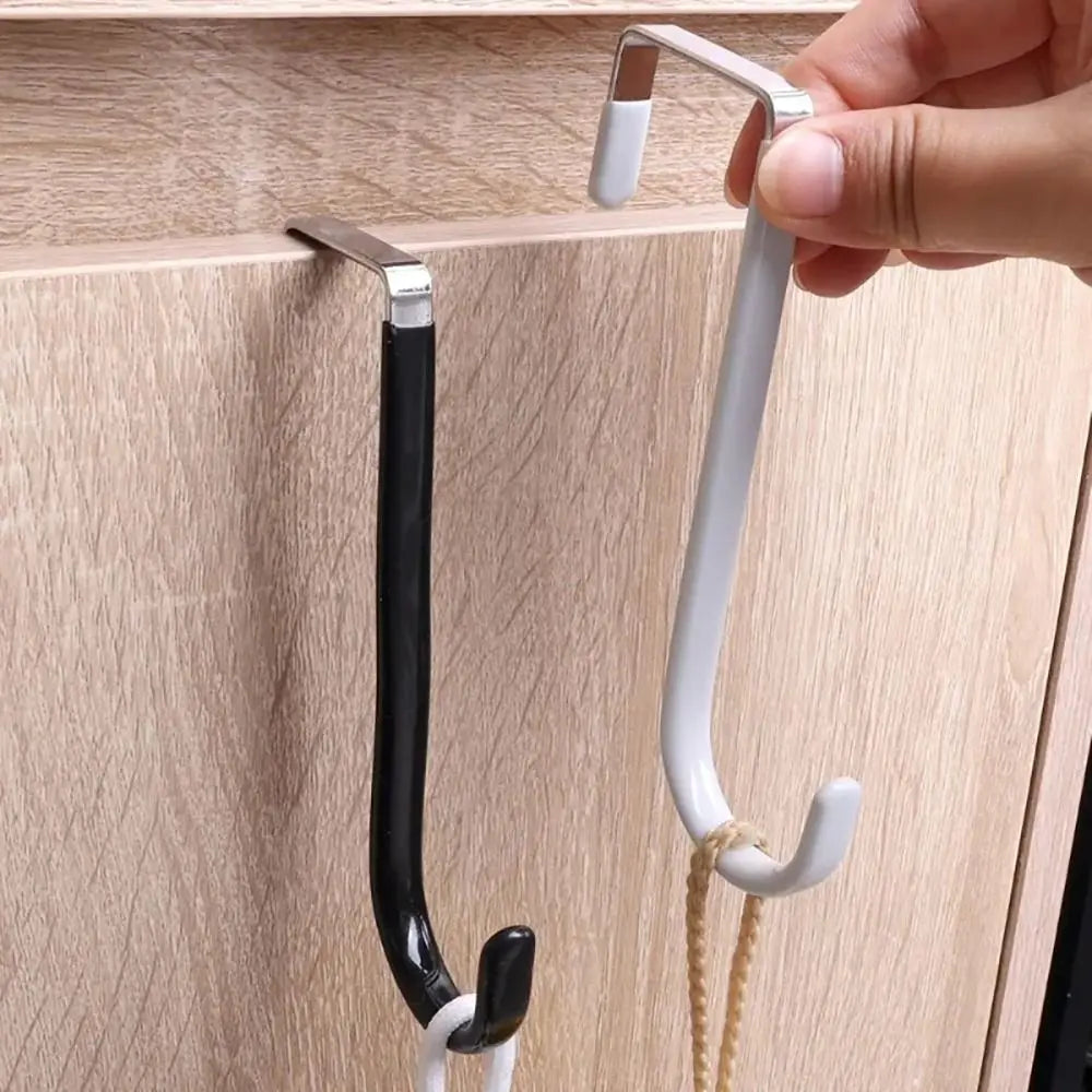 Towel Coats Hangers Nonstick Non-punching Over The Door Hooks Rubber Prevent Scratches Hanging Organizer Clothes Storage Holder
