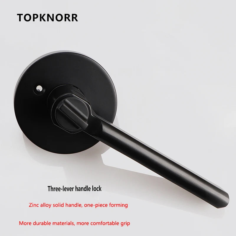 Door Lock Household Universal Silent Toilet Indoor Bedroom Lock Three-bar Handle Lock Old-Fashioned Spherical Round Door Lock