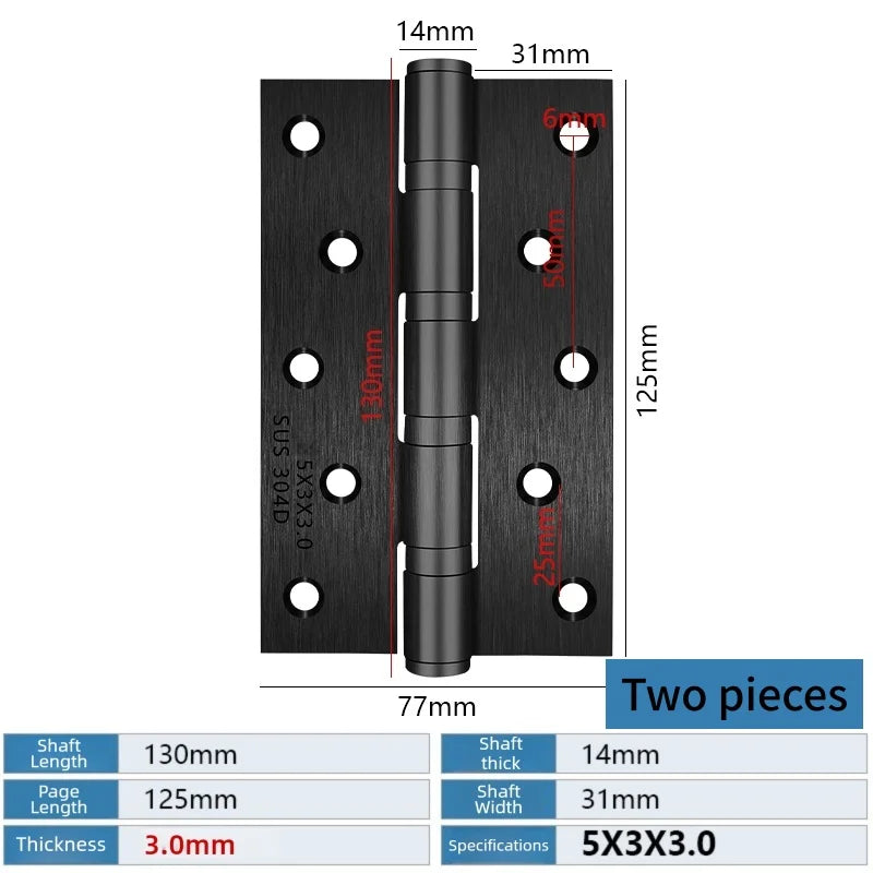 A Pair Of Stainless Steel Door Butt Hinges Furniture Hardware Decorative Accessories 4/5 Inch High-Quality Folding Hinges